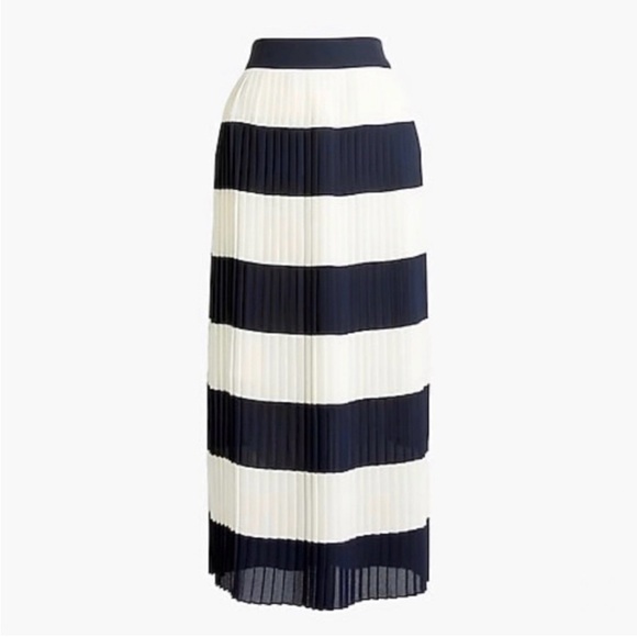 J. Crew Dresses & Skirts - J. Crew Navy and White Striped Pleated Maxi Skirt, beautiful and classy